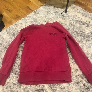 Hot pink hoodie, hands detailing on back